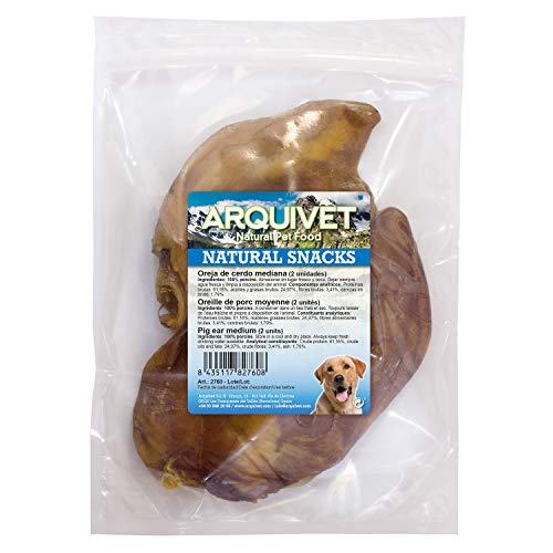 Arquivet Mittelgroßes Schweineohr - Natürliche Snacks für Hunde - (2 Stück Tasche) von Arquivet
