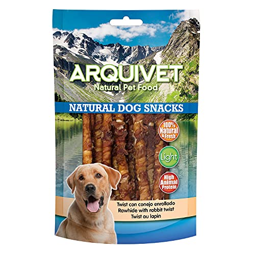 Arquivet Packung mit 12 Stück Snack Twist mit aufgerolltem Kaninchen, 100 g – Natural Dog Snacks – 100% natürlich – Leckerlis, Leckereien für Hunde – leichtes Produkt – sehr reich an Nährstoffen von Arquivet