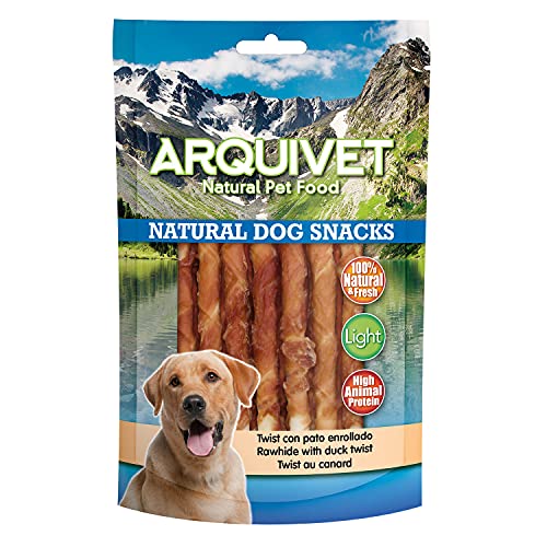 Arquivet Packung mit 12 Stück Snack Twist mit gerollter Ente, 13 cm, 100 g – Natural Dog Snacks – 100% natürlich – Leckerlis, Leckereien für Hunde – leichtes Produkt – sehr reich an Nährstoffen von Arquivet