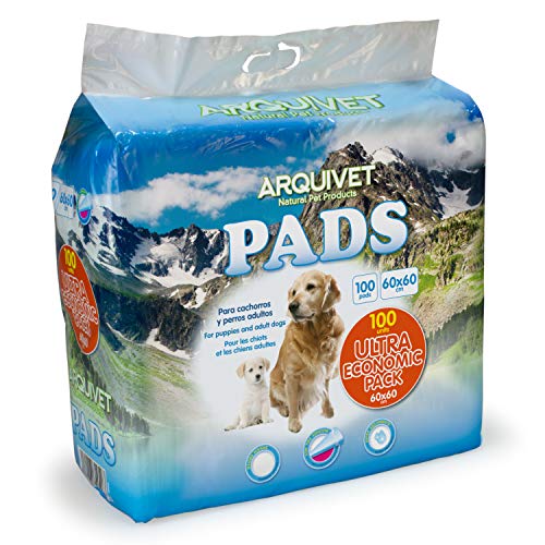 Arquivet Pads 100 Einheiten für super saugfähige Hunde - Ultra Sparpack - Pädagogische Hygienische Soaker für Hunde - Einweg-Soakers, Hygiene-Matte für Hunde - 60 x 60 cm von Arquivet