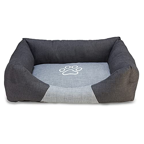 Arquivet Quadratisches Hundebett, Schwarz und Grau, mit Fußabdruck, 70 x 60 x 20 cm, Hundebett, gepolstert, bequem, waschbar Arquivet Quadratisches Hundebett, Schwarz und Grau, mit Fußabdruck, 70 x 60 x 20 cm, Hundebett, gepolstert, bequem, waschbar von Arquivet