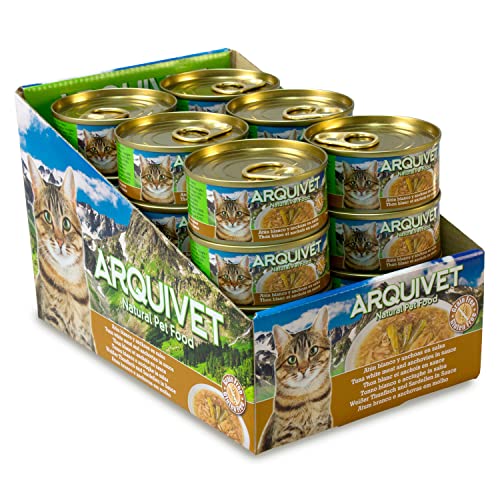 ARQUIVET Super Premium-Dosen mit weißem Thunfisch mit Sardellen in Katzensauce, Gourmetfutter aus 100% natürlichen Inhaltsstoffen, Packung mit 24 Stück, 80 g pro Stück, Nassfutter ARQUIVET Super Premium-Dosen mit weißem Thunfisch mit Sardellen in Katzensauce, Gourmetfutter aus 100% natürlichen Inhaltsstoffen, Packung mit 24 Stück, 80 g pro Stück, Nassfutter von Arquivet
