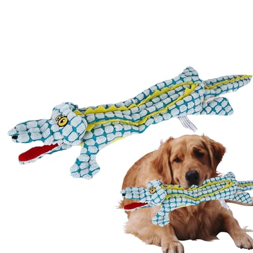 Arrovarp Quietschendes Plüschspielzeug für Hunde,Quietschendes Plüschspielzeug für Haustiere,Unzerstörbarer robuster Krokodil-Quietschplüsch - Weiches, interaktives, quietschendes Krokodil für von Arrovarp