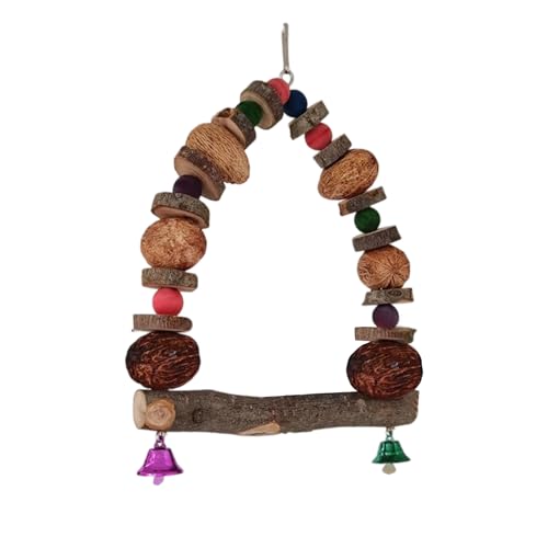 Arrovarp Vogelkäfig-Sitzstange | Holz-Sitzstangen für Vogelkäfige | mit Rattan-Ball Spielplatz-Ständer Spielzeug für Outdoor-Fenstertraining Nisten von Arrovarp
