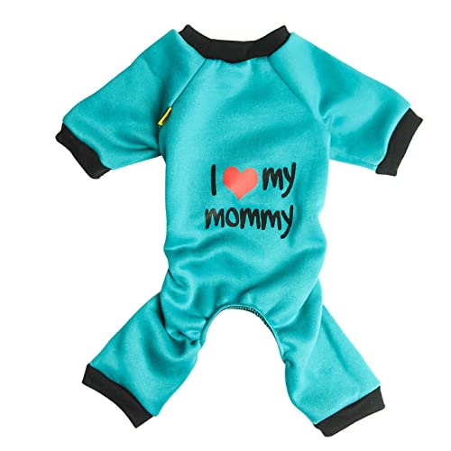 Arrow Cush Hunde-Pyjama "I Love My Mommy", atmungsaktiv, Baumwolle, Gr. M, Aquamarin von Arrow Cush