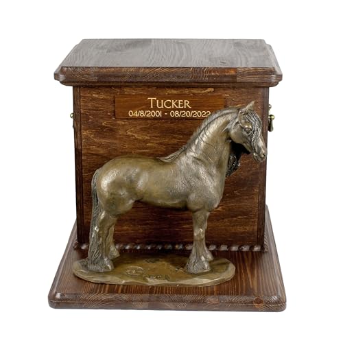 Art-Dog Big Urn for Horse Ashes - Handgemachtes Hölzernes Denkmal mit Kaltgegossener Bronzestatue - Pferde-Gedächtnisurne mit Skulptur - 9.4 x 7.3 x 8.9 - Friesische Pferdestute Art-Dog Big Urn for Horse Ashes - Handgemachtes Hölzernes Denkmal mit Kaltgegossener Bronzestatue - Pferde-Gedächtnisurne mit Skulptur - 9.4 x 7.3 x 8.9 - Friesische Pferdestute von Art-Dog