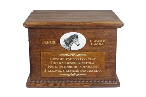 Art-Dog Big Urne für Pferdeasche - Handmade Memorial mit Foto - Personalisierte Pferd Urne mit Messing Griffe und Keramik-Plakette - 15,7x11,8x11 - Islandpferd Art-Dog Big Urne für Pferdeasche - Handmade Memorial mit Foto - Personalisierte Pferd Urne mit Messing Griffe und Keramik-Plakette - 15,7x11,8x11 - Islandpferd von Art-Dog