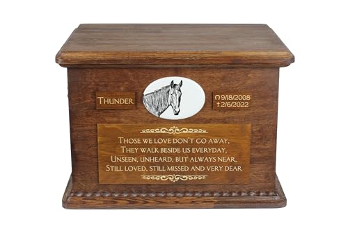 Art-Dog Big Urne für Pferdeasche - Handmade Memorial mit Foto - Personalisierte Pferd Urne mit Messing Griffe und Keramik-Plakette - 15,7x11,8x11 - Namib-Wüstenpferd Art-Dog Big Urne für Pferdeasche - Handmade Memorial mit Foto - Personalisierte Pferd Urne mit Messing Griffe und Keramik-Plakette - 15,7x11,8x11 - Namib-Wüstenpferd von Art-Dog