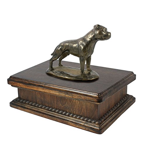 Art-Dog Custom Dog Mama Sitzende Statue Gedenkurne - Handgefertigte kaltgegossene Bronze auf Birkensockel - Urne für die Asche von Hunden - 24,5x29x21cm - 5l - Englische Bulldogge von Art-Dog