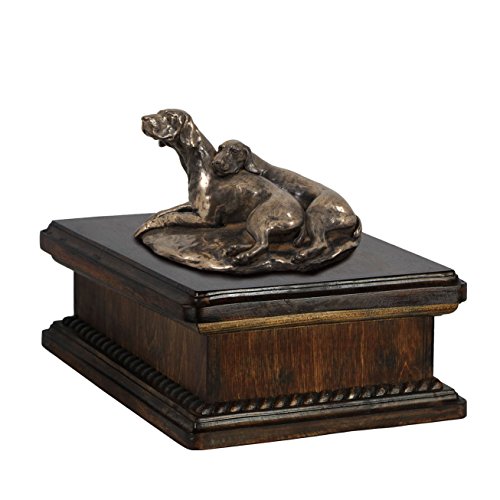 Art-Dog Custom Dog Mama Sitzende Statue Gedenkurne - Handgefertigte kaltgegossene Bronze auf Birkensockel - Urne für die Asche von Hunden - 24,5x29x21cm - 5l - Weimaraner von Art-Dog