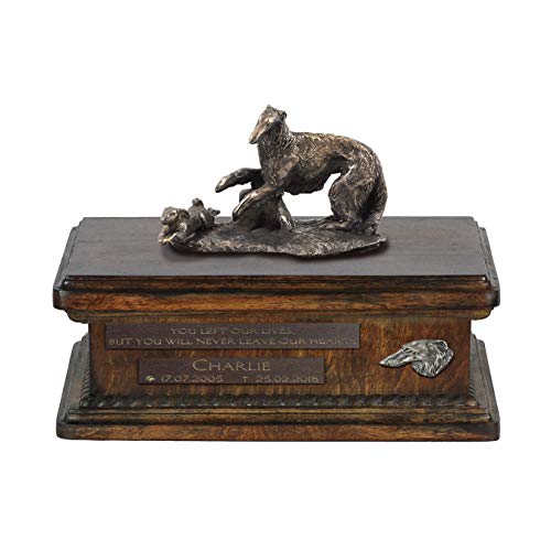 Art-Dog Custom Dog Sitting Statue Memorial Urn - Handmade Cold Cast Bronze on Birch Base – Sturdy and Stylish Urn for Dog’s Ashes – 8.3x11.4x8.7 – 5l – Barsoi Art-Dog Custom Dog Sitting Statue Memorial Urn - Handmade Cold Cast Bronze on Birch Base – Sturdy and Stylish Urn for Dog’s Ashes – 8.3x11.4x8.7 – 5l – Barsoi von Art-Dog