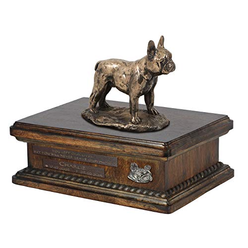 Art-Dog Custom Dog Sitting Statue Memorial Urn - Handmade Cold Cast Bronze on Birch Base – Sturdy and Stylish Urn for Dog’s Ashes – 8.3x11.4x8.7 – 5l – Französische Bulldogge von Art-Dog