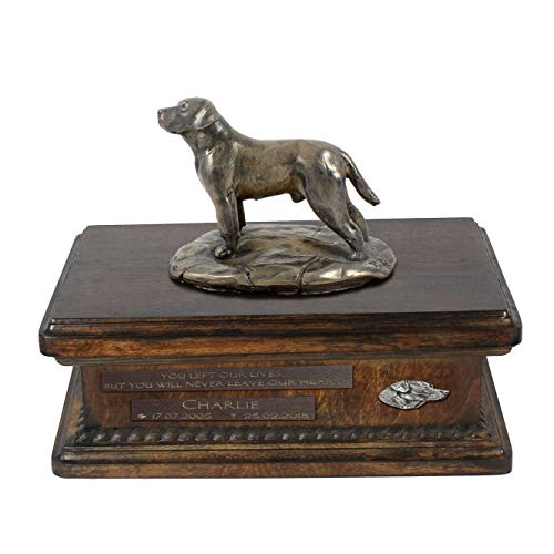 Art-Dog Custom Dog Sitting Statue Memorial Urn - Handmade Cold Cast Bronze on Birch Base – Sturdy and Stylish Urn for Dog’s Ashes – 8.3x11.4x8.7 – 5l – Labrador Retriever von Art-Dog