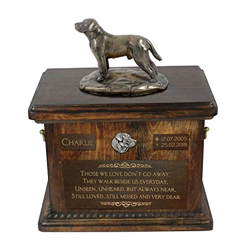 Art-Dog Custom Dog Sitzender Hund Statue Gedenkurne - Handgefertigte Kaltguss-Bronze auf Birke Basis - Urne für die Asche des Hundes - 8.3x11.4x8.7-5l - Labrador Retriever von Art-Dog