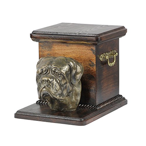 Art-Dog Handmade Custom Dog Memorial Urne - Bronze-Hundekopf auf Birkensockel - Langlebige personalisierte Hundeeinäscherungsbox - 19cmx31cmx22cm - Bordeauxdogge von Art-Dog