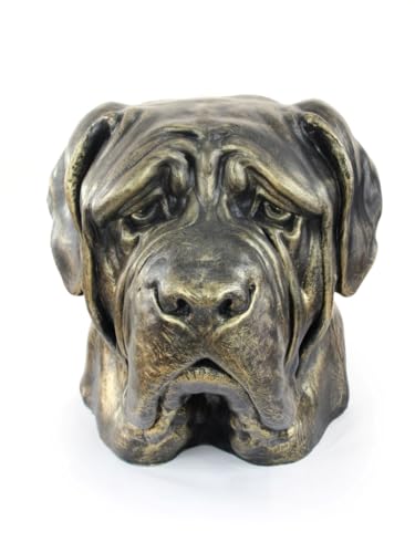 Art-Dog Hundeurne Big Head English Mastif - Handgefertigte Tierurne aus Harz mit Bronze-Finish - Langlebige Urne für Hundeasche - Natürliche Größe 31x30x32cm von Art-Dog