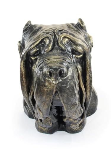 Art-Dog Hundeurne Big Head Mastino Neapolitano - Handgefertigte Tierurne aus Harz mit Bronze-Finish - Langlebige Urne für Hundeasche - Natürliche Größe 32x24x34cm von Art-Dog