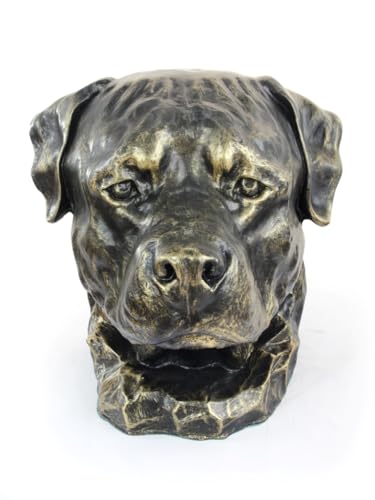 Art-Dog Hundeurne Big Head Rottweiler - Handgefertigte Tierurne aus Harz mit Bronze-Finish - Langlebige Urne für Hundeasche - Natürliche Größe 31x30x31cm von Art-Dog