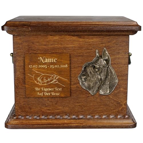 Art-Dog Individuelle Gedenkurne für Haustiere, handgefertigtes Bronze-Porträt auf Birkensockel, personalisierbar, Hunde-Einäscherungsbox, langlebiges Gefäß, 21,6 x 29,6 x 10,9 cm von Art-Dog