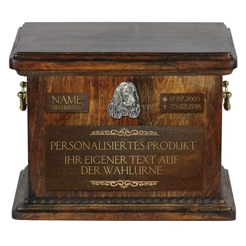 Art-Dog Pet Memorial Urne - Handgemachte Bronze-Porträt auf Birke Basis - Personalisierte Hund Kremation Box - Custom Gravur - 8,3x11,4x8,7 von Art-Dog