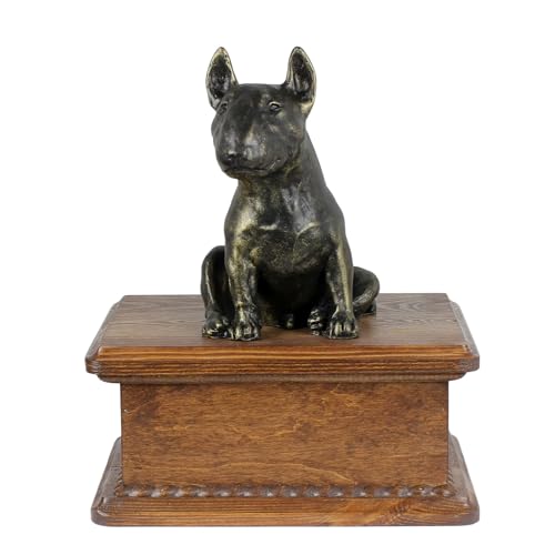 Art-Dog Urne für Hundeasche - Handgefertigte Gedenkstätte mit Bronzestatue - Haustier-Gedenkurne für den Namen des Tieres, Daten und Skulptur - 8.3x11.4x4.3 - Bullterrier von Art-Dog