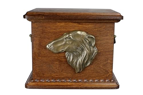 Art-Dog Urne für Hundeasche - Handgefertigte Gedenkstätte mit Relief, personalisierter Gravur und Bronzebüste - Haustier-Gedenkurne - 8.3x11.4x8.7 - Barsoi Russischer Wolfshund von Art-Dog