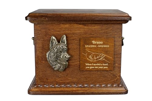 Art-Dog Urne für Hundeasche - Handgefertigte Gedenkstätte mit Relief, personalisierter Gravur und Bronzebüste - Haustier-Gedenkurne - 8.3x11.4x8.7 - Deutscher Schäferhund von Art-Dog