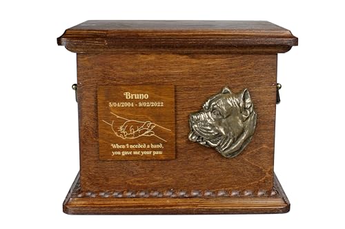 Art-Dog Urne für Hundeasche - Handgefertigte Gedenkstätte mit Relief, personalisierter Gravur und Bronzebüste - Haustier-Gedenkurne - 8.3x11.4x8.7 - Presa Canario von Art-Dog