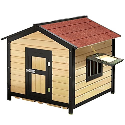 Große Hundehütte aus Holz mit regensicherem Dach, Sonnenschutzplatte, vollständig geschlossenen Türen und Belüftungsfenster, Haustierkäfig für den Außenbereich, Kiste für Samojeden von ArtRay