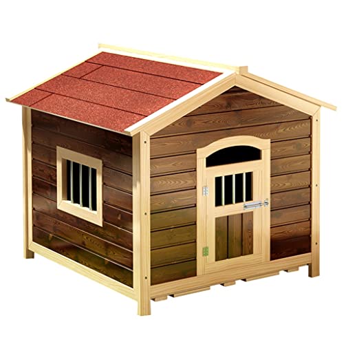 Großes Haustierhaus aus Holz mit regensicherem Dach, Lüftungsfenster und Tür, Haustierkäfig für den Innen- und Außenbereich, Hundebox, Zwinger für Pudel, Samojeden und Katzen von ArtRay