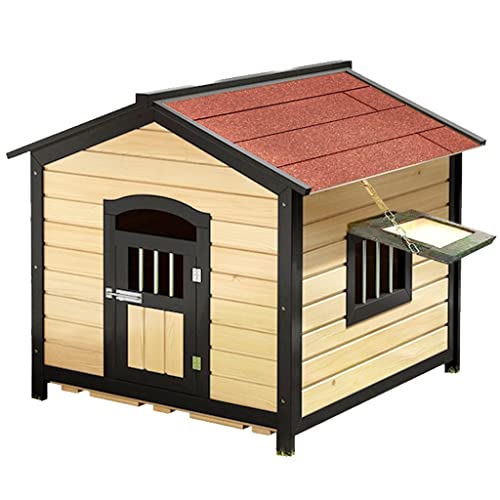 Großes Haustierhaus aus Holz mit regensicherem Dach, Sonnenschutzplatte, Lüftungsfenster und Tür, Haustierkäfig für den Außenbereich, Kiste für Pudel, Samojeden, Kaninchen von ArtRay