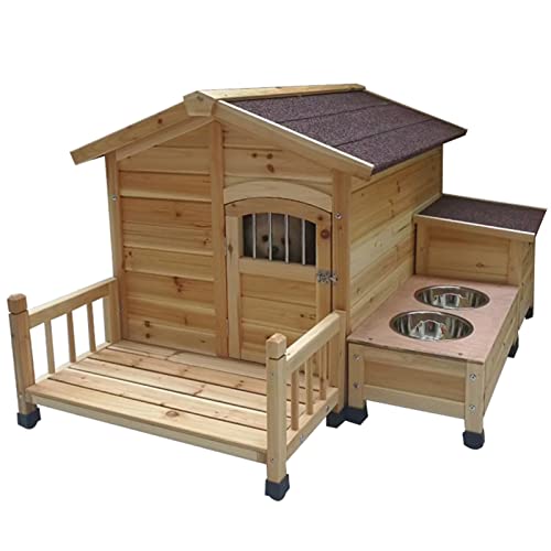Haustierhaus, großes Hundehaus aus Holz für den Außenbereich, mit Futternapf, Aufbewahrungsbox, atmungsaktiver Haustierkäfig für den Innen- und Außenbereich von ArtRay