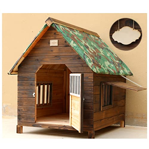 Haustierhaus aus Holz, Outdoor-Haustierkäfig mit Sonnenblende und großer Tür, regensicherer Käfig mit Tür und Fenstern, einfach zu montieren, für Teddy, Zwergspitz, Bichon von ArtRay