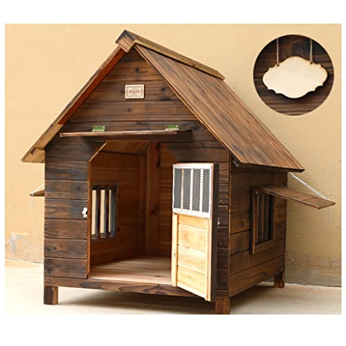 Haustierhaus aus Holz, Outdoor-Haustierkäfig mit Sonnenblende und großer Tür, regensicherer Käfig mit Tür und Fenstern, einfach zu montieren, für Teddy, Zwergspitz, Bichon von ArtRay