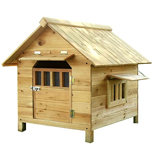 Haustierhaus aus Holz mit Tarn-Regenschutz, Fenstern und Sonnenblende, Haustierkäfig für den Innen- und Außenbereich, Hundehütten, Dogenbox für Teddy, Zwergspitz von ArtRay