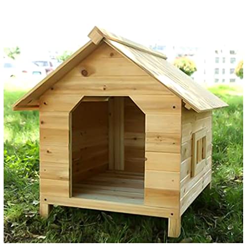 Haustierhaus aus Holz mit Tür, Regenschutz, Fenstern und Sonnenblende, Haustierkäfig für drinnen und draußen, Hundebox, Zwinger für Kleintiere, einfach zu montieren von ArtRay