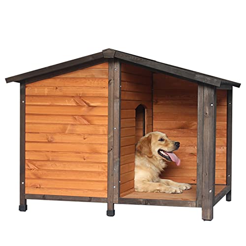 Hundehütte aus Holz für den Außenbereich, große Haustierhütte mit Wasserdichten Dachöffnungen, erhöhtem Boden für draußen und drinnen von ArtRay