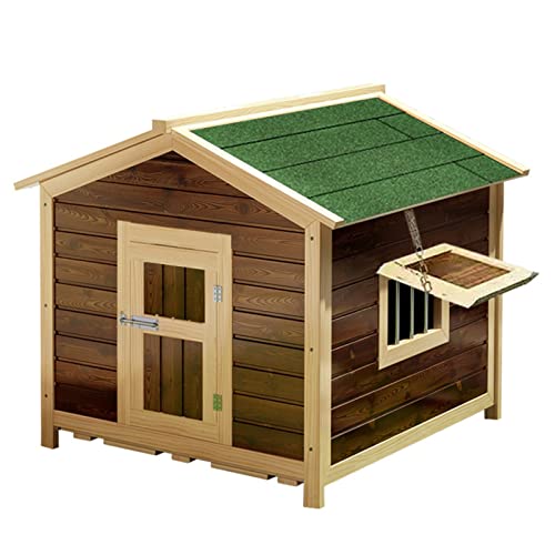 Hundehütte aus Holz für den Außenbereich mit regensicherem Dach, Sonnenschutzplatte, vollständig geschlossenen Türen und Lüftungsfenster für den Außen- und Innenbereich von ArtRay