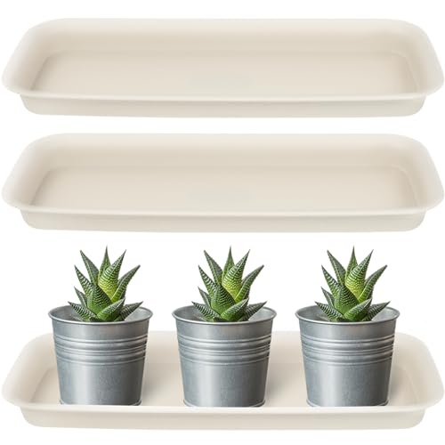 Artibetter 3Er-Pack Rechteckige Untersetzer Für Töpfe – Langlebige Beige Blumentopf-Untersetzer Für Drinnen Und Draußen Auslaufsicherer Wasserauffangbehälter Für Fensterbänke Schreibtische von Artibetter