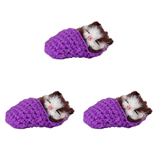 Artibetter 3st Hausschuhe Schlafende Katze Im Pantoffelpuppenspielzeug Miaut Geräusche Dekor Handspielzeug Mini-kätzchen Im Schuhspielzeug Die Katze Violett von Artibetter