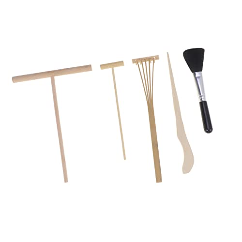 Artibetter 5-teiliges Set Meditation Mini-zengarten Mini-Tool Zen-Garten Mini Schreibtisch Zen-Garten Zen-gartenmusik Mini-Zen-Garten-kit Zen-gartenschmuck Hölzern Zen Garten Japanischer Stil von Artibetter