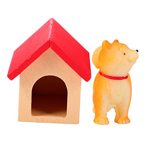 Mini-Hund Skulpturen Wohnkultur Tierfigur Spielzeug Akita-hundemodell Feengartendekorationen Mini-emulationshund Welpenzubehör Welpenzwinger Mikroszene Künstlicher Hund Hölzern von Artibetter