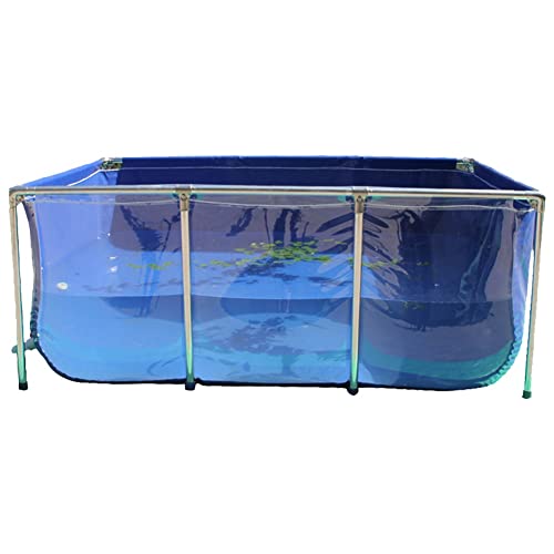 Aquarium Pool Teich, Mit Transparenter Sichtscheibe Und Ablassventil Großes Zierfisch-Aquarium PVC-Leinwand Mit Stahlrahmen Für Koi, Goldfisch, Display Show Tank ( Farbe : Blau , Größe : 100x70x61cm ) von Artiz