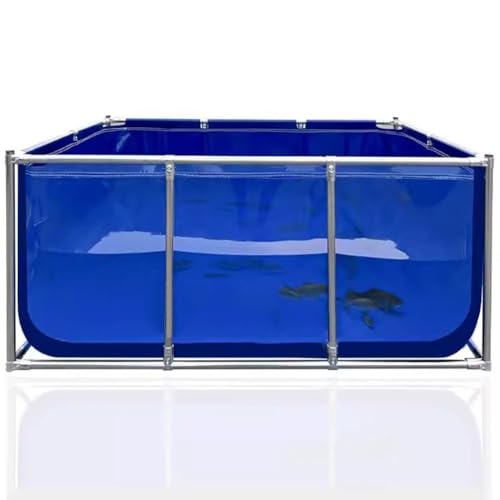 PVC Leinwand Fisch Teich Mit Stahlrahmen, Faltbarer Wasserspeicher Aquarium Pool Teich Mit Transparentem Sichtfeld Und Ablassventil Für Teiche, Fischbecken, Koi (Farbe : Blau, Größe : 200x150x70cm) von Artiz