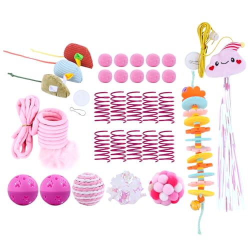 Interaktives Katzenspielzeug-Set – 31-teiliges Kätzchen-Spielzeug-Set mit Türhänge-Teaser, Glocke, flauschigen Bällen, Federn, Beißstab und Katzenminze-Maus – lustiges Indoor-Spiel für Katzen Interaktives Katzenspielzeug-Set – 31-teiliges Kätzchen-Spielzeug-Set mit Türhänge-Teaser, Glocke, flauschigen Bällen, Federn, Beißstab und Katzenminze-Maus – lustiges Indoor-Spiel für Katzen von Artmitz