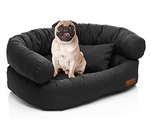 Hundebett mittelgroße Hunde waschbar - Hundesofa, Hundekissen, Hundekorb, Hundecouch mit abnehmbarem Bezug - Santi M: L 80 x B 60 x H 25cm, Graphit (Nr.02) von Artur Soja