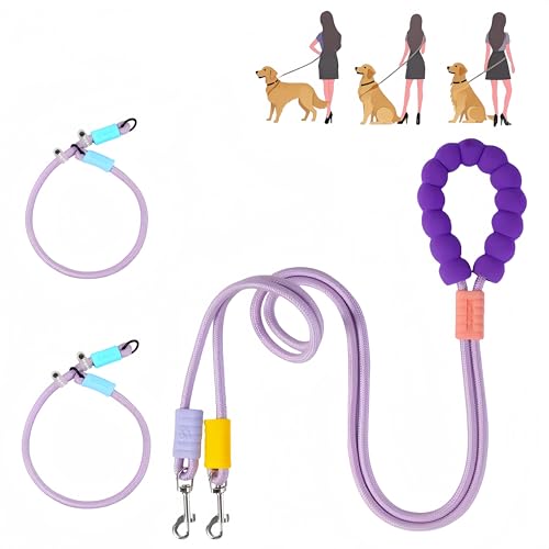 Doppelte Hundeleine und Halsbänder, kein Verheddern, doppelte, starke Nylon-Hundeleine mit gepolsterten Griffen, für mittelgroße und große Hunde, freihändig zum Spazierengehen, Joggen, Wandern (lila) Doppelte Hundeleine und Halsbänder, kein Verheddern, doppelte, starke Nylon-Hundeleine mit gepolsterten Griffen, für mittelgroße und große Hunde, freihändig zum Spazierengehen, Joggen, Wandern (lila) von Arzyolahto