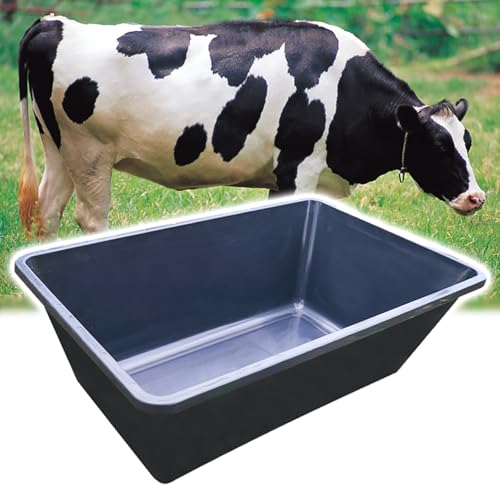 Futterspender für Ziegen, Kunststoff, 83 cm lang, robust, große Kapazität, Futtertrog für Rinder, Schweine, Pferde und Schafziegen, leicht zu reinigen, verdickte Heu-Futtertröge, Schwarz von Asfgchh