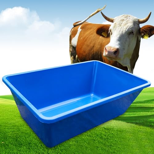 Futterspender für Ziegen, Kunststoff, 83 cm lang, robust, großes Fassungsvermögen, für Rinder, Schweine, Pferde und Schafziegen, leicht zu reinigen, verdickte Heu-Futtertröge, Blau von Asfgchh