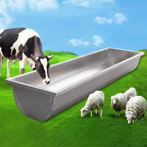 L 50 100 195 cm Metall-Kuh-Wassertrog / -wanne, große Kapazität, für Nutztiere, Heu, Futterstation für Bauernhof, Weide, Hof, Pferde, Schafe, Kälber, Ziegenfutterstation (195 cm) von Asfgchh